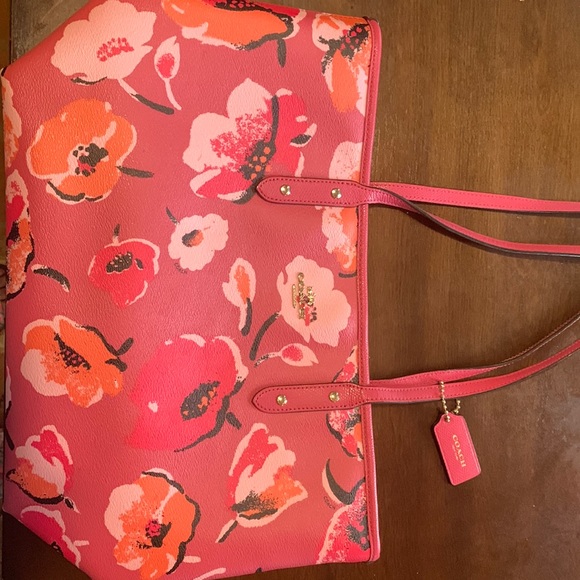 Pink floral Coach bag